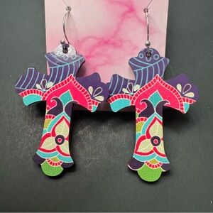 Hand Crafted Reversible Wood Earrings on Silver Plated Hooks